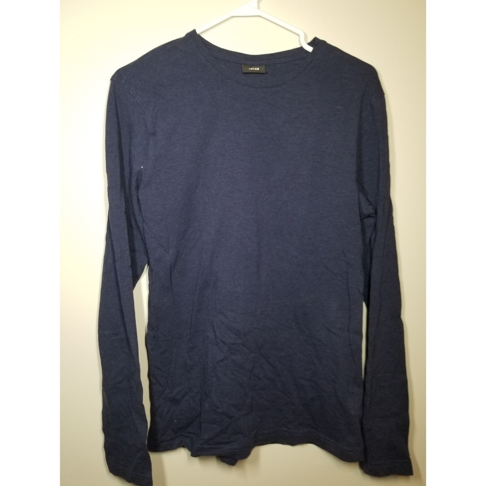 H&M BASIC MENS LONG SLEEVE NAVY BLUE CREW NECK